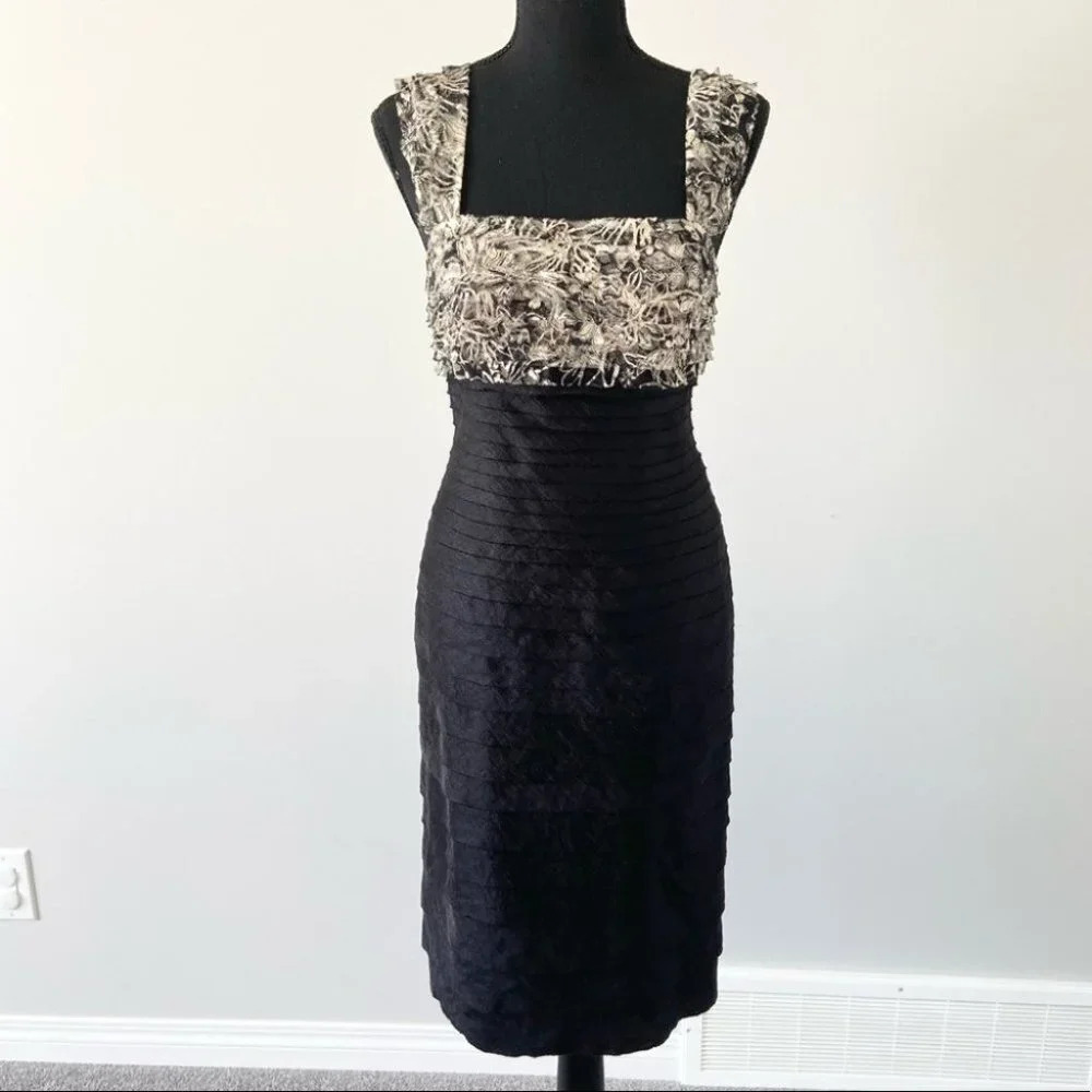 JS Collections Black Shutter Cocktail Lace Dress